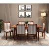 Product Image 5 - Taylor 6 Seater Dining Set with 6 Premium Upholstered Chair | Extendable from 4 to 6 Seater | Cream Stripe Fabric Cotton (Honey Finish)