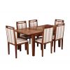 Product Image 7 - Taylor 6 Seater Dining Set with 6 Premium Upholstered Chair | Extendable from 4 to 6 Seater | Cream Stripe Fabric Cotton (Honey Finish)