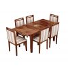 Product Image 8 - Taylor 6 Seater Dining Set with 6 Premium Upholstered Chair | Extendable from 4 to 6 Seater | Cream Stripe Fabric Cotton (Honey Finish)