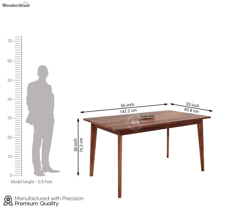 Dimension Image 1 - Majestic 6 Seater Sheesham Wood Dining Set (Honey Finish)