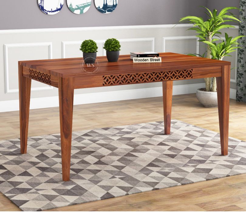 Cambrey 6 Seater Dining Table (Honey Finish) Buy wooden table for restaurant online at best price