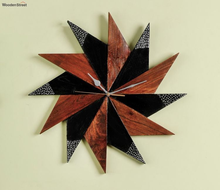 Multicolor Hand Painted Sun Shape Wall Clock without Glass
