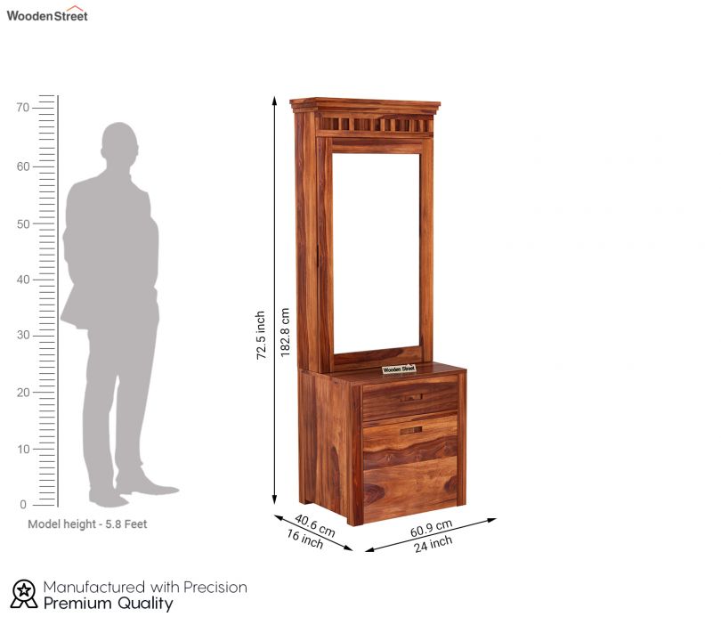 Dimension Image 1 - Adolph Dressing Table With Storage Stool (Honey Finish)