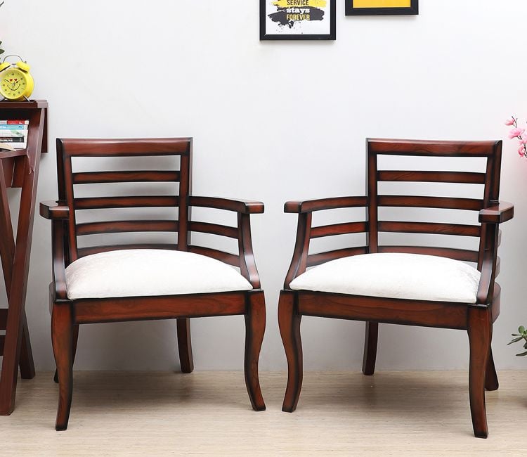 Toledo Wooden Arm Chairs in Brown Silver