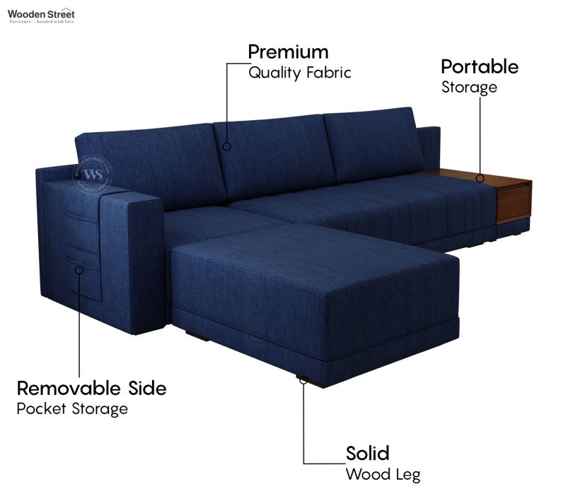 Product Image 2 - Oasis L-Shape Left Aligned Sectional Sofa (Cotton, Iris Blue)