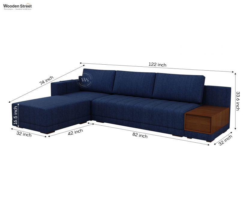 Dimension Image 1 - Oasis L-Shape Left Aligned Sectional Sofa (Cotton, Iris Blue)