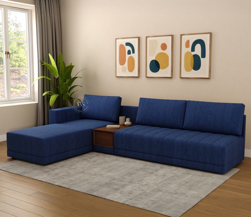 Product Image 4 - Oasis L-Shape Left Aligned Sectional Sofa (Cotton, Iris Blue)