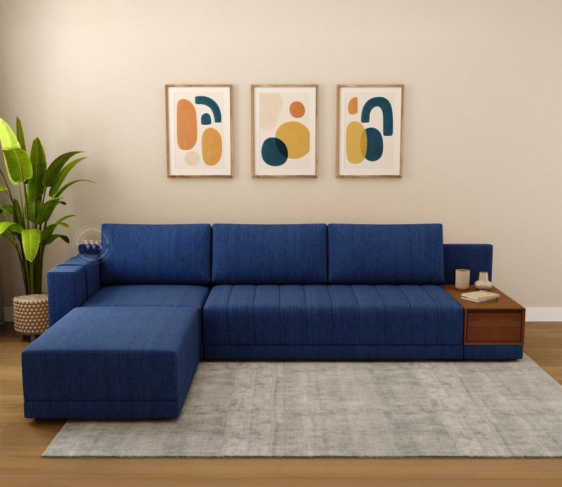 Product Image 5 - Oasis L-Shape Left Aligned Sectional Sofa (Cotton, Iris Blue)