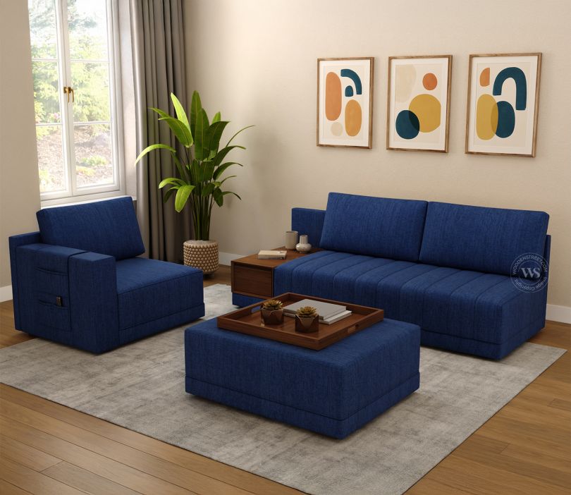 Product Image 6 - Oasis L-Shape Left Aligned Sectional Sofa (Cotton, Iris Blue)