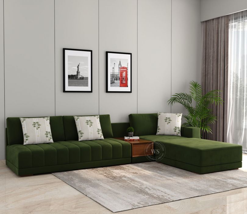 Buy Oasis L Shape Right Aligned Sectional Sofa Velvet Dark Olive Green Buy Oasis L Shape Right Aligned Sectional Sofa Velvet Dark Olive Green