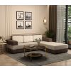 Front Image 1 - Mishael L-Shaped Right Aligned 5 Seater Fabric Sofa (Beige Brown)