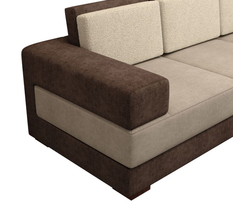 Product Image 6 - Mishael L-Shaped Right Aligned 5 Seater Fabric Sofa (Beige Brown)