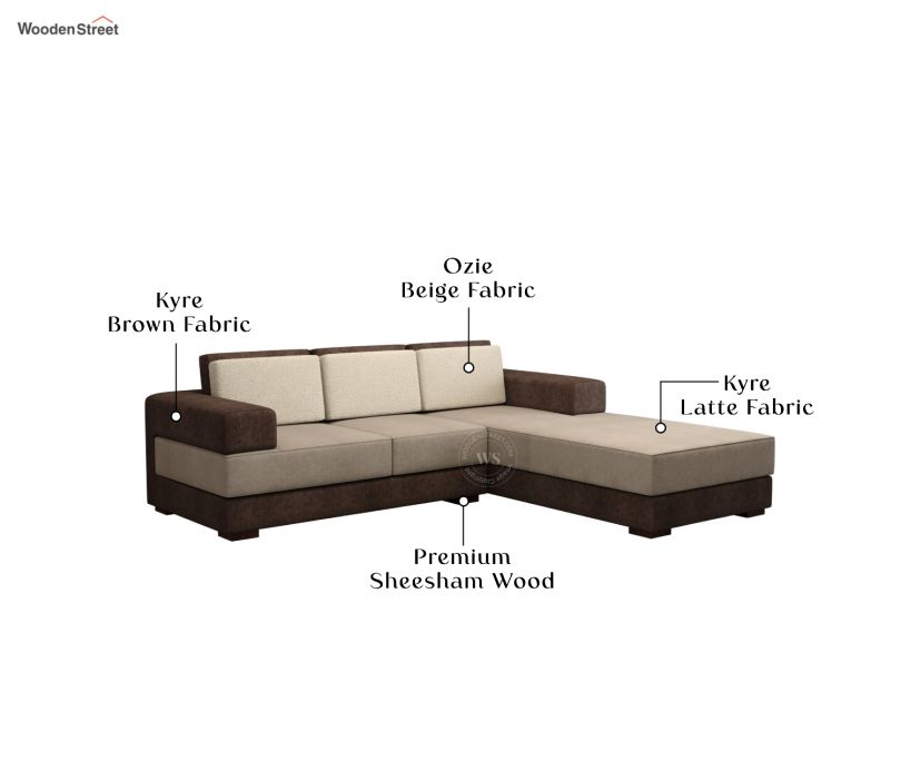 Product Image 7 - Mishael L-Shaped Right Aligned 5 Seater Fabric Sofa (Beige Brown)