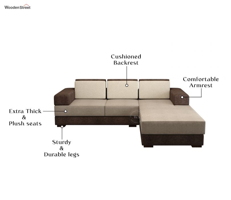 Product Image 8 - Mishael L-Shaped Right Aligned 5 Seater Fabric Sofa (Beige Brown)