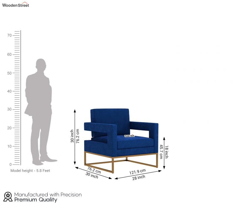 Dimension Image 1 - Cargo Lounge Chair (Velvet, Indigo Blue)