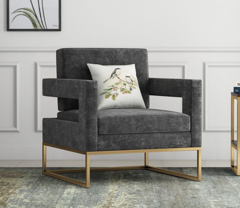 Front Image 1 - Cargo Lounge Chair (Velvet, Graphite Grey)