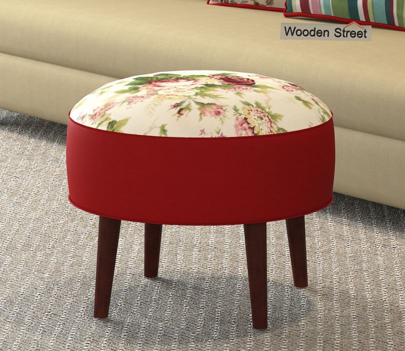 Front Image 1 - Fauna Ottoman (Dusky Rose, Cream Blossom)