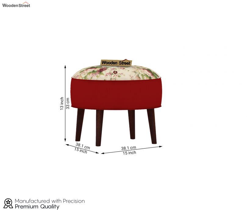 Dimension Image 1 - Fauna Ottoman (Dusky Rose, Cream Blossom)