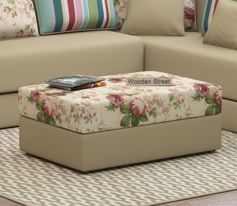 Front Image 1 - Mckellen Pouffe (Cream Blossom, Irish Cream)