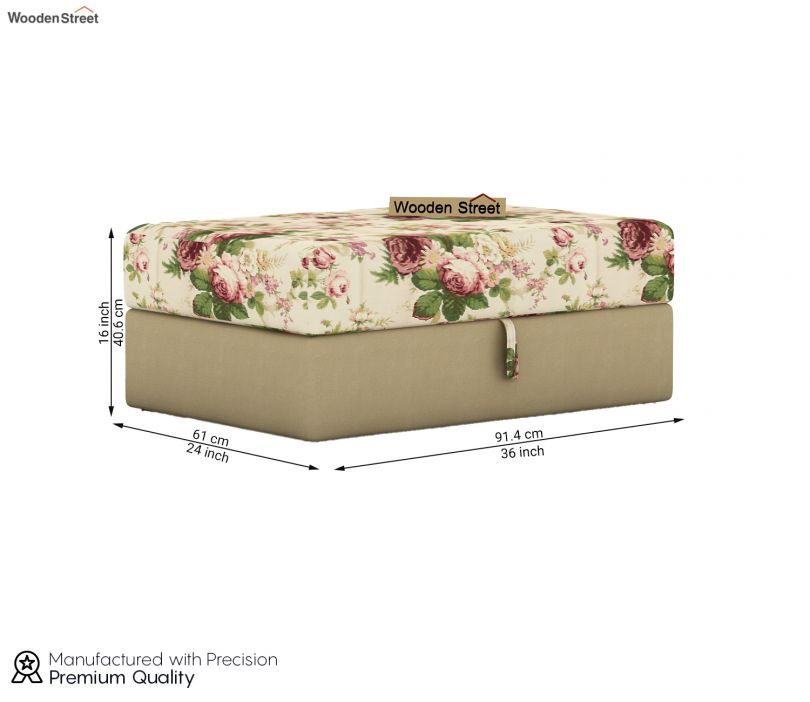 Dimension Image 1 - Mckellen Pouffe (Cream Blossom, Irish Cream)