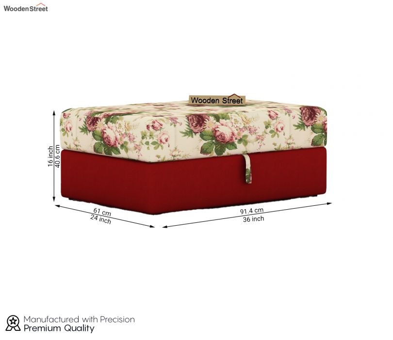 Dimension Image 1 - Mckellen Pouffe (Cream Blossom, Dusky Rose)