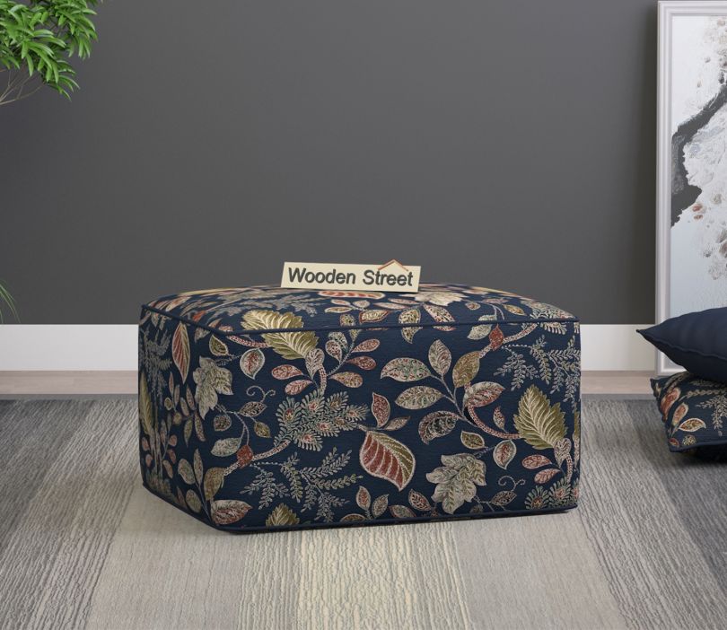 Front Image 1 - Raven Pouffe (Dusky Leaf)