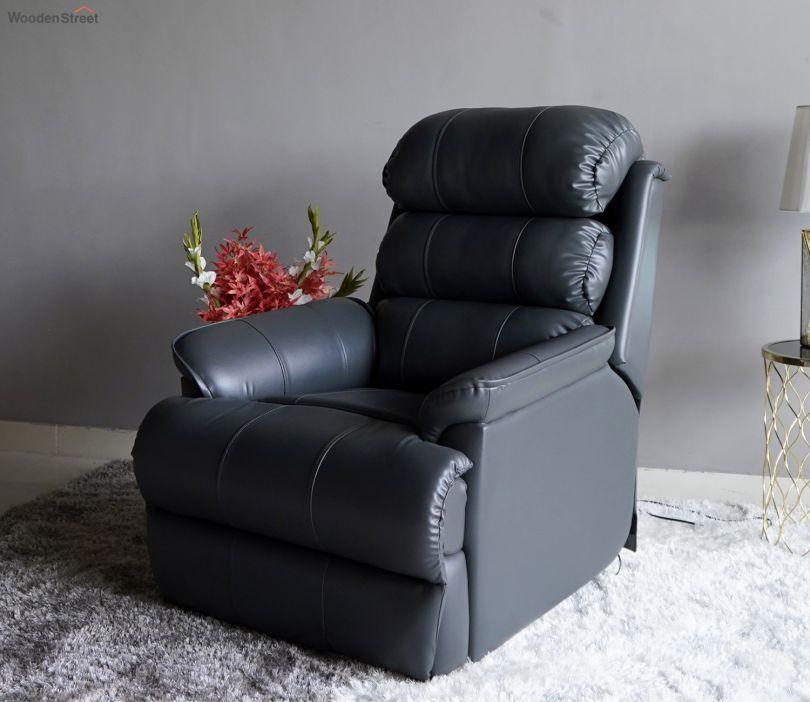 Valencia Leatherette 1 Seater Manual Recliner Sofa (Limed Spruce Blue) Valencia Manual Single Recliner Sofa | Leatherette 1-Seater Recliner Sofa