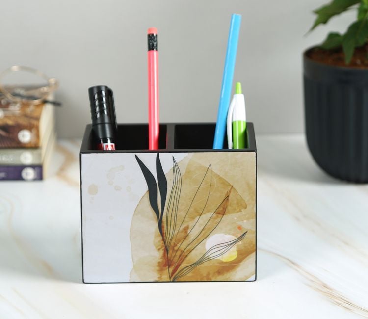 Wooden pen stand for study table | table organiser