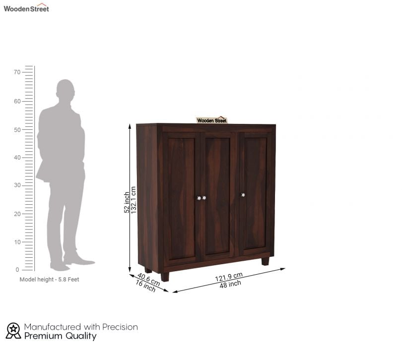 Dimension Image 1 - Ruben Sheesham Wood Shoe Cabinet With 32 Pair Capacity (Walnut Finish)