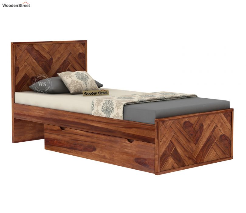 Buy Jett Single Bed With Storage (Honey Finish) at 21% OFF Online