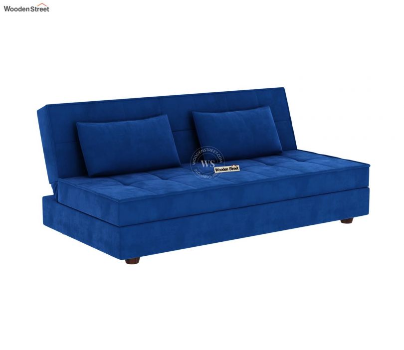 Product Image 5 - Zoey Fabric 3 Seater Convertible Sofa Bed (Velvet, Indigo Blue)