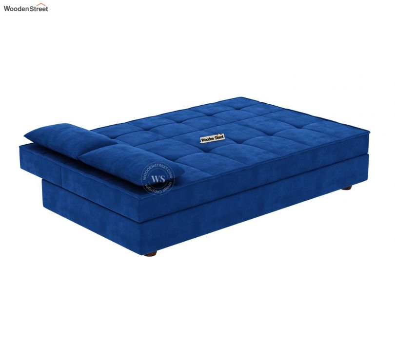 Product Image 6 - Zoey Fabric 3 Seater Convertible Sofa Bed (Velvet, Indigo Blue)