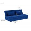Product Image 7 - Zoey Fabric 3 Seater Convertible Sofa Bed (Velvet, Indigo Blue)
