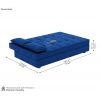 Dimension Image 1 - Zoey Fabric 3 Seater Convertible Sofa Bed (Velvet, Indigo Blue)