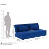 Dimension Image 2 - Zoey Fabric 3 Seater Convertible Sofa Bed (Velvet, Indigo Blue)
