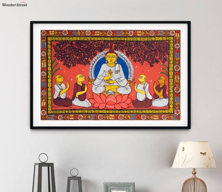 Lord Buddha and Disciples Pattachitra Art Painting