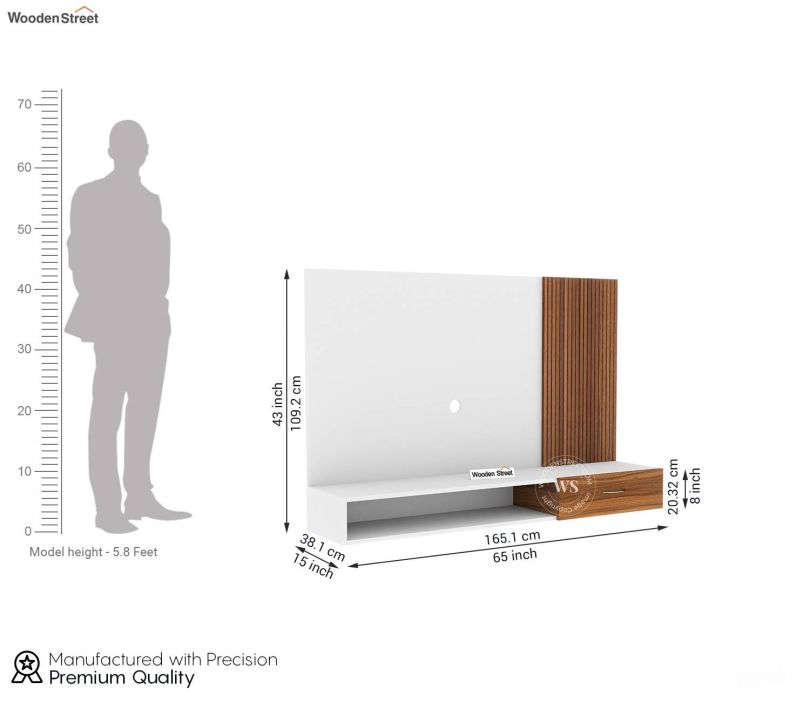 Dimension Image 1 - Caden Engineered Wood Wall-Mounted Tv Unit with Open Shelves (Exotic Teak Frosty White)