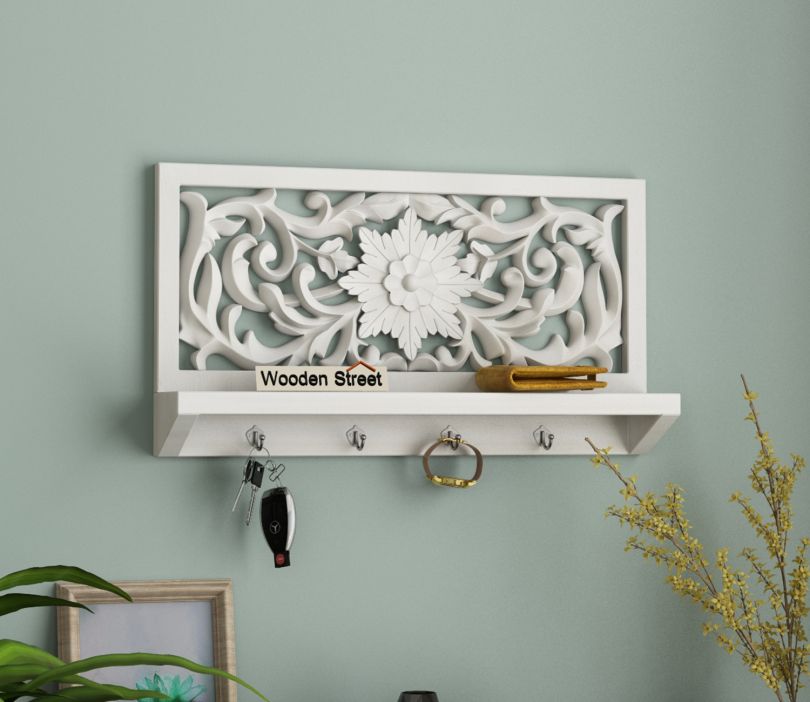 Cyrus Sheesham Wood Wall Mount Multipurpose Rack