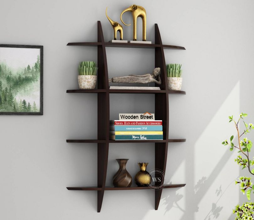 Front Image 1 - Shelly Wall Shelf (Walnut Finish)