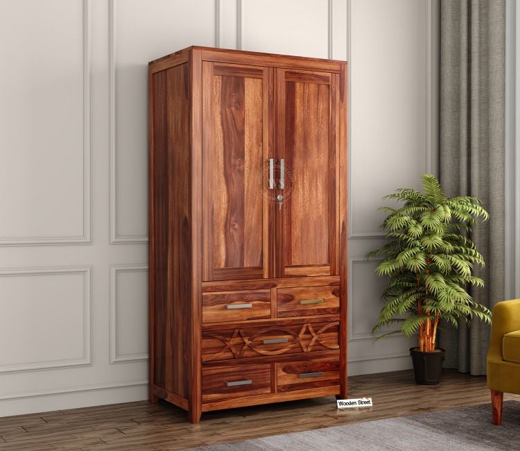 Modern Wardrobe Design For Bedroom - Allan 2 Door Wardrobe in Honey Finish
