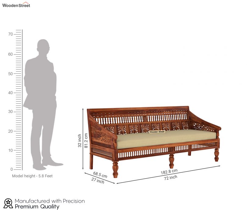 Dimension Image 1 - Alanis 3 Seater Wooden Sofa (Honey Finish)