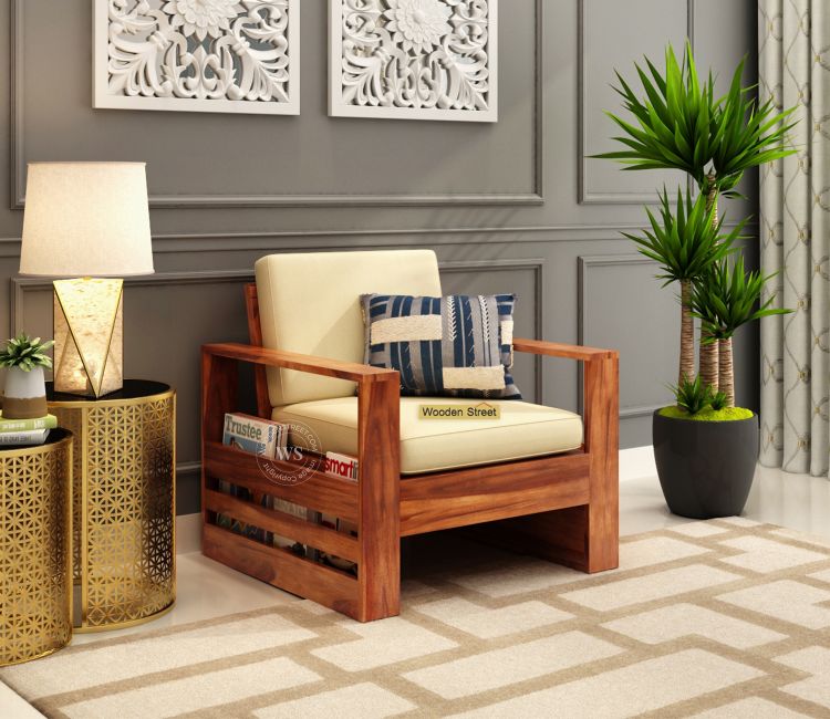 Winster 1 Seater Wooden Sofa (Honey Irish Cream) Winster 1 Seater Wooden Sofa Design 2020