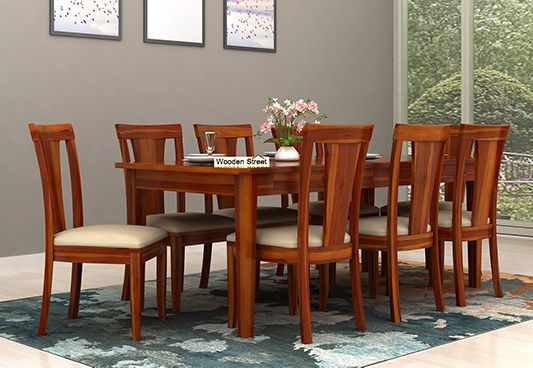 Mcbeth Storage 8 Seater Dining Set Honey Finish In India Wooden Street Mcbeth Storage 8 Seater Dining Set, What Size Is A 8 Seater Dining Table
